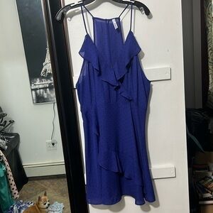 Black and blue polkadot size large dress